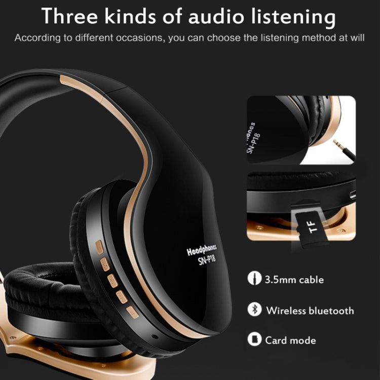 Auricolare wireless Bluetooth 4.0 pieghevole SN-P18 con microfono, supporto scheda TF