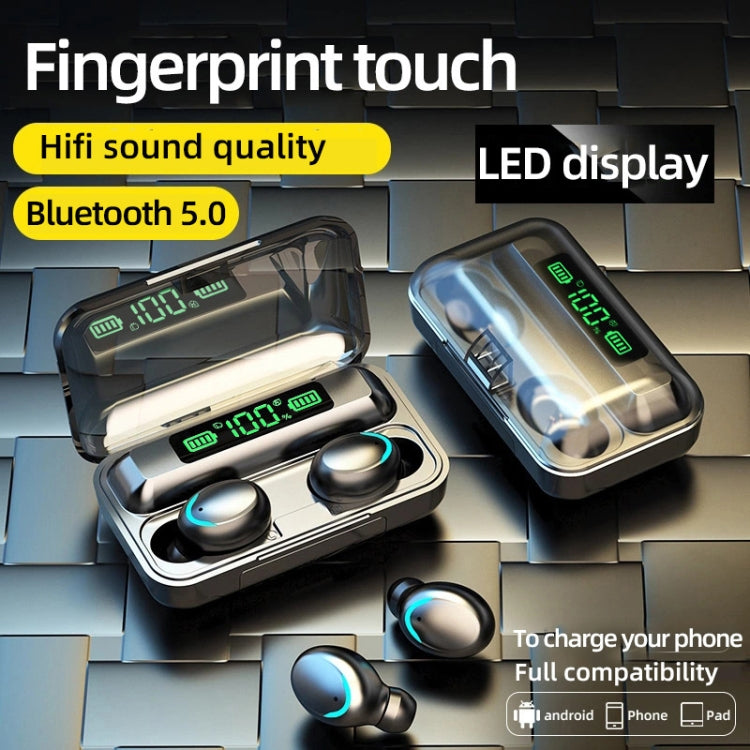Luce LED a specchio R11 + auricolare Bluetooth con riduzione del rumore con display digitale, R11 (Black), R11 (White)