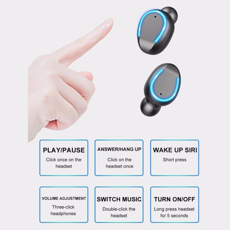 F9-5U Luce respiratoria a quattro barre + Display digitale Riduzione del rumore Touch Auricolare Bluetooth con scatola di ricarica, F9-5U Black, F9-5U White