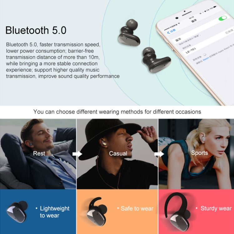 LE-703 Bluetooth 5.0 Auricolare Bluetooth sportivo wireless impermeabile