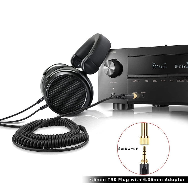 ZS0227 Cavo audio doppio a molla per cuffie da 3,5 mm per Denon AH-D7100 7200 D600 D9200 5200