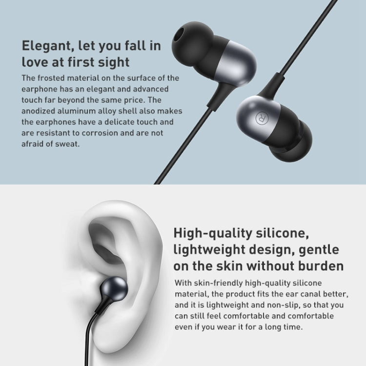 Auricolare originale Xiaomi da 3,5 mm con controllo cablato in lega di alluminio, lunghezza: 1,25 m, DDQ01WM