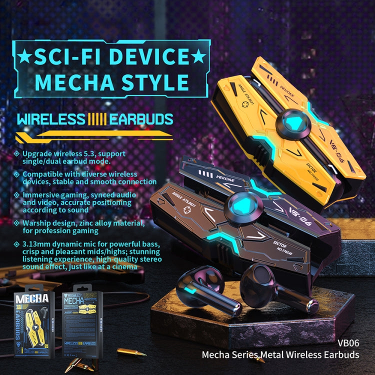 Auricolare Bluetooth in metallo serie WEKOME VB06 Mech, VB06 (Tarnish), VB06 (Yellow)
