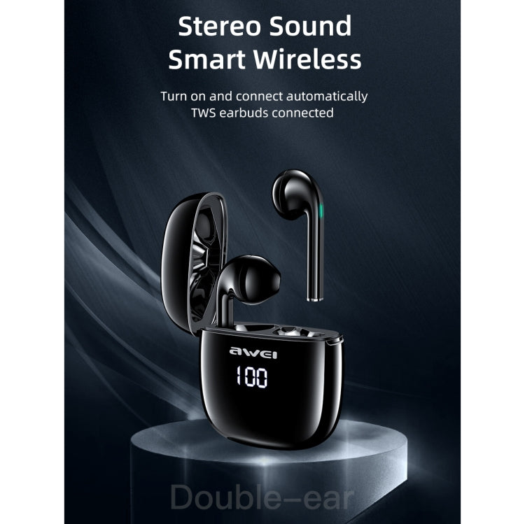 Awei T28P Bluetooth V5.0 TWS Ture Wireless Sport Auricolare con display a LED con custodia di ricarica