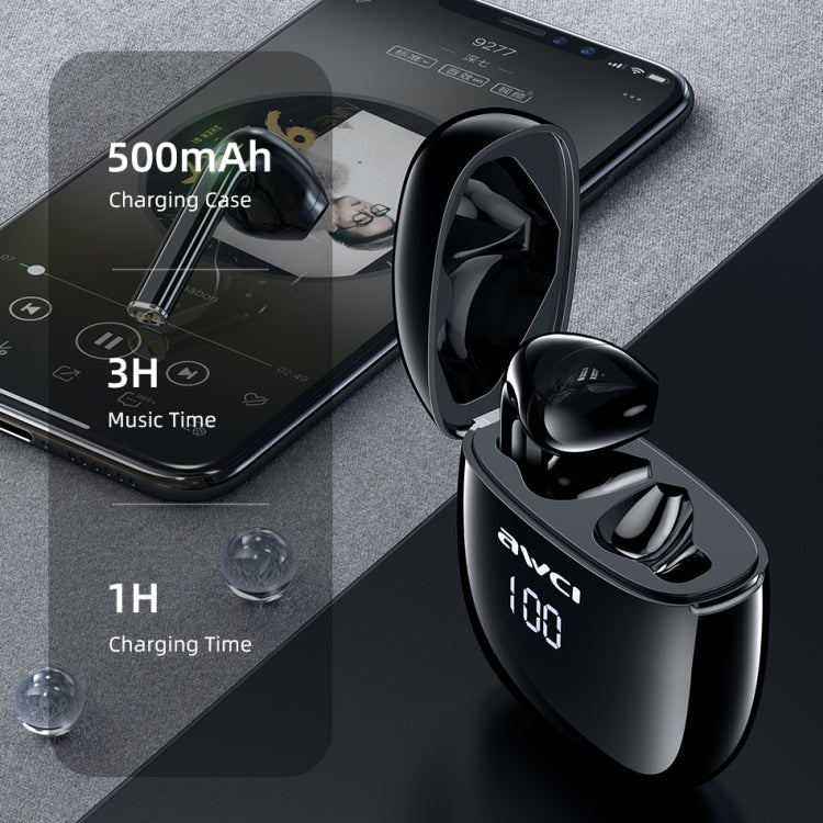 Awei T28P Bluetooth V5.0 TWS Ture Wireless Sport Auricolare con display a LED con custodia di ricarica