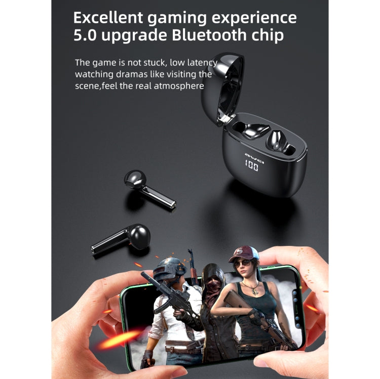 Awei T28P Bluetooth V5.0 TWS Ture Wireless Sport Auricolare con display a LED con custodia di ricarica