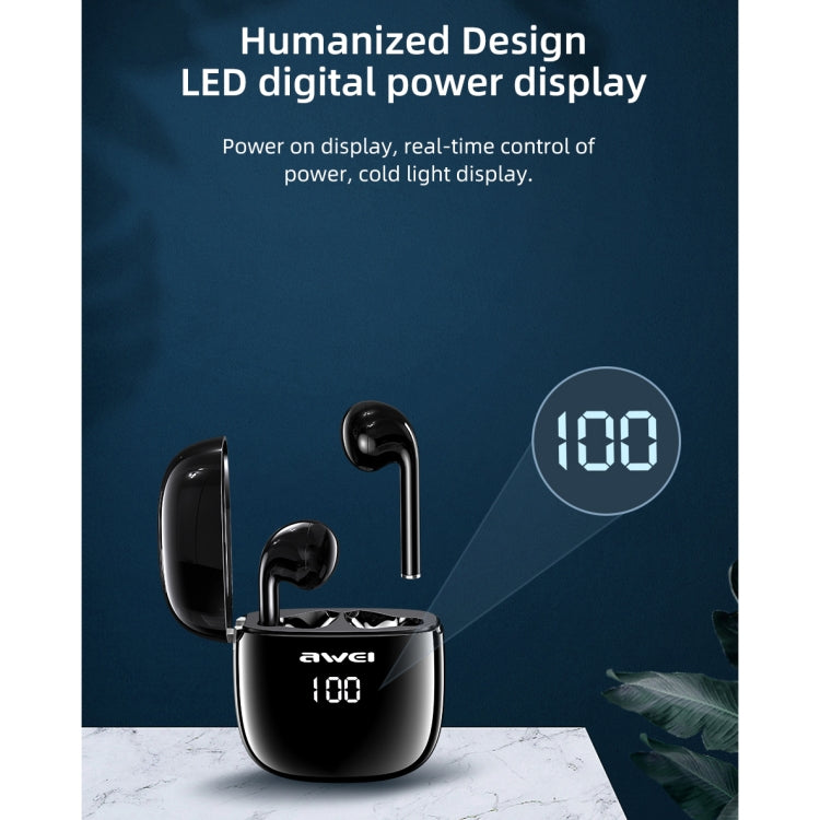 Awei T28P Bluetooth V5.0 TWS Ture Wireless Sport Auricolare con display a LED con custodia di ricarica