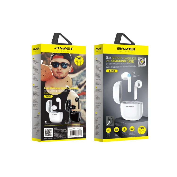Awei T28 Bluetooth V5.0 Ture Wireless Sports TWS Auricolare con custodia di ricarica