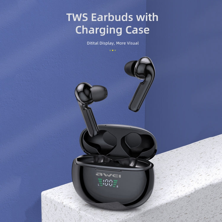 Awei T15P Bluetooth V5.0 TWS Ture Auricolare sportivo wireless con display a LED con custodia di ricarica, T15P