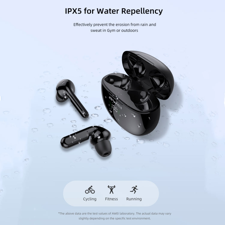 Awei T15P Bluetooth V5.0 TWS Ture Auricolare sportivo wireless con display a LED con custodia di ricarica, T15P