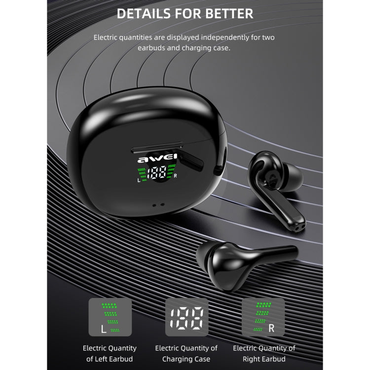 Awei T15P Bluetooth V5.0 TWS Ture Auricolare sportivo wireless con display a LED con custodia di ricarica, T15P