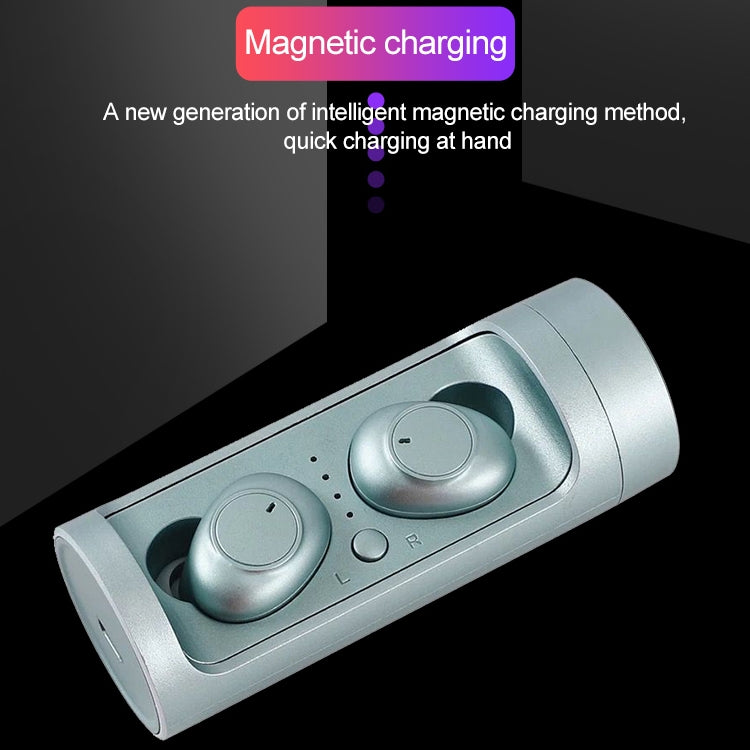 L'auricolare Bluetooth wireless a due orecchie DT-15 supporta la ricarica magnetica touch e intelligente e l'accoppiamento automatico all'accensione