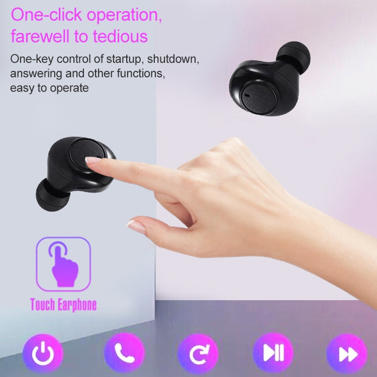 L'auricolare Bluetooth wireless a due orecchie DT-15 supporta la ricarica magnetica touch e intelligente e l'accoppiamento automatico all'accensione