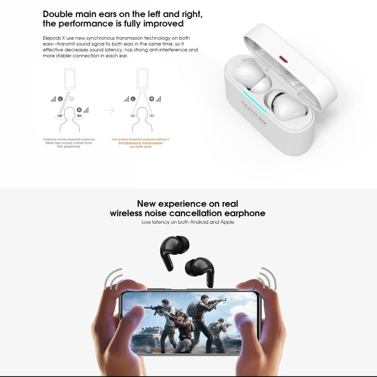 ELEFONO Elepods X Auricolare Bluetooth 5.0 con cancellazione del rumore ANC wireless con scatola di ricarica
