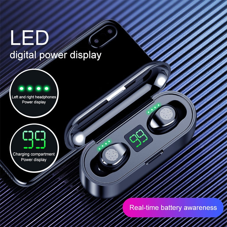 Auricolare Bluetooth wireless binaurale F9 TWS V5.0 Touch Control con custodia di ricarica e display digitale, F9