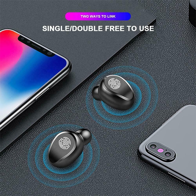 Auricolare Bluetooth wireless binaurale F9 TWS V5.0 Touch Control con custodia di ricarica e display digitale, F9