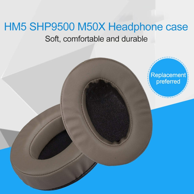 1 paio di custodie protettive per cuffie smussate in pelle ovale per Brainwavz HM5 / Philip SHP9500