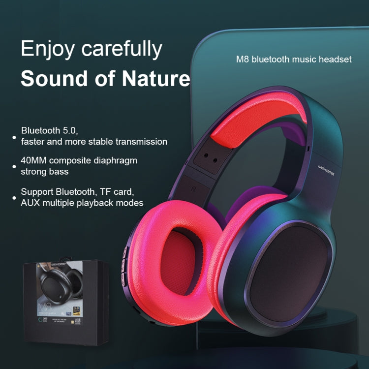WK M8 Bluetooth 5.0 Fashion Design Cuffie Bluetooth musicali, supporto scheda TF
