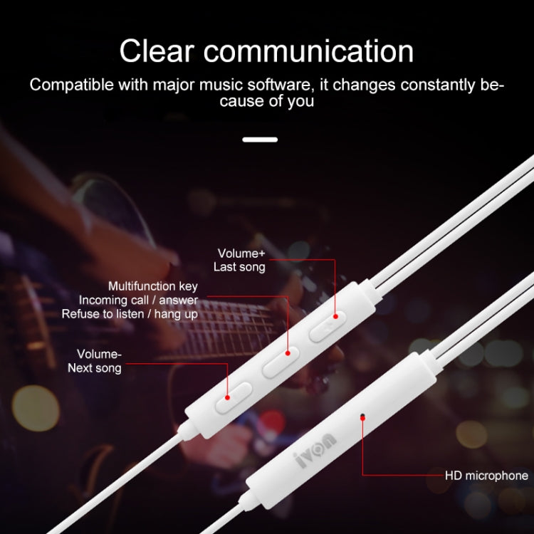 IVON E50 Auricolare stereo con riduzione del rumore da 3,5 mm