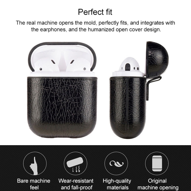 Custodia protettiva in silicone antiurto per auricolari wireless Litchi Texture per Apple AirPods 1 / 2