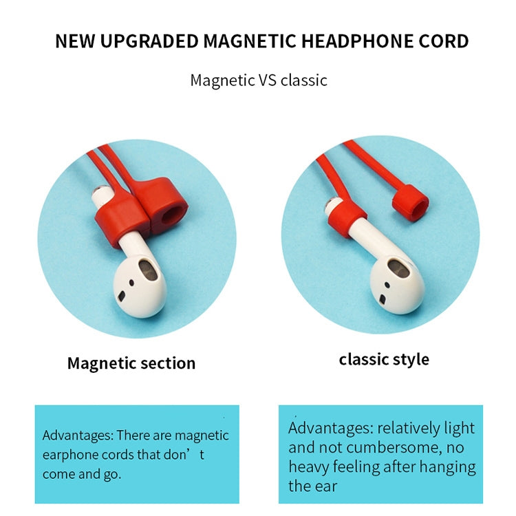 Auricolare Bluetooth senza fili Cordino magnetico in silicone con corda anti-smarrimento per Apple AirPods 1/2, For AirPods 1 / 2