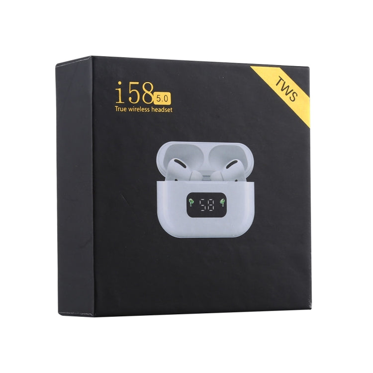 Auricolare Bluetooth wireless i58 TWS Bluetooth 5.0 touch per apparecchiature di sistema IOS, con scatola di ricarica per attrazione magnetica e display digitale intelligente, supporto Siri