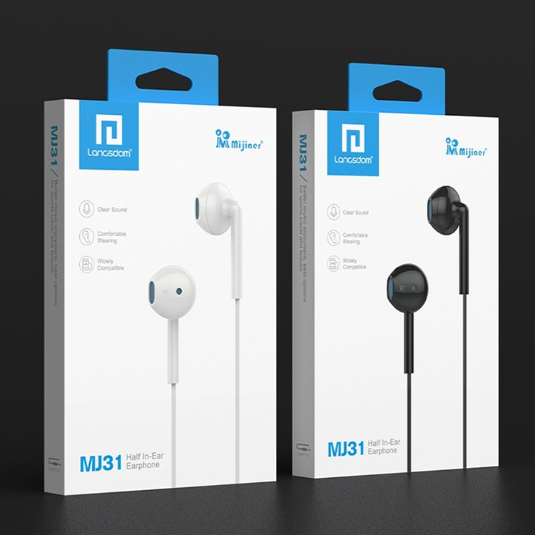 Langsdom MJ31 Auricolari stereo semi-in-ear cablati con interfaccia da 3,5 mm da 1,2 m con microfono