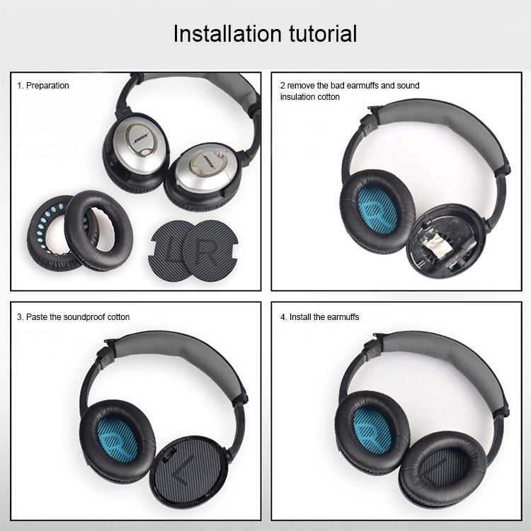 1 paio di cuffie morbide con paraorecchie in cotone nero insonorizzato per BOSE QC2 / QC15 / AE2 / QC25 (grigio scuro)