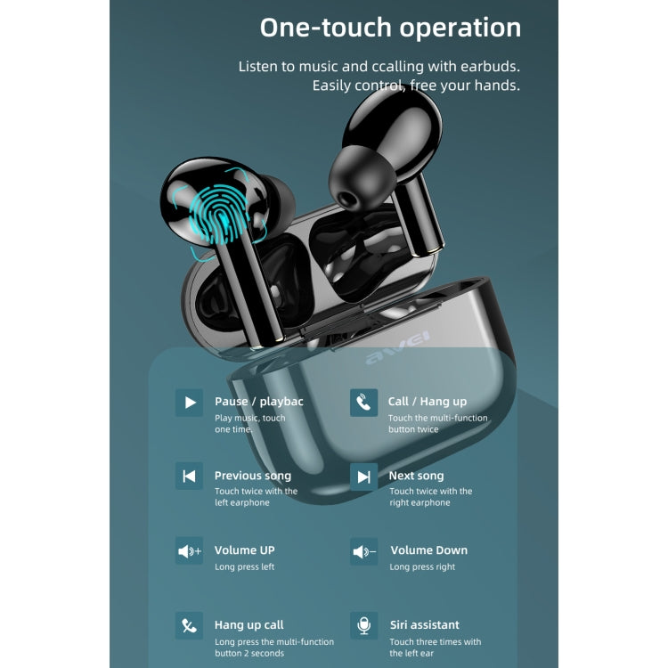 Awei T29 Bluetooth V5.0 TWS True Wireless Sports Auricolare con custodia di ricarica