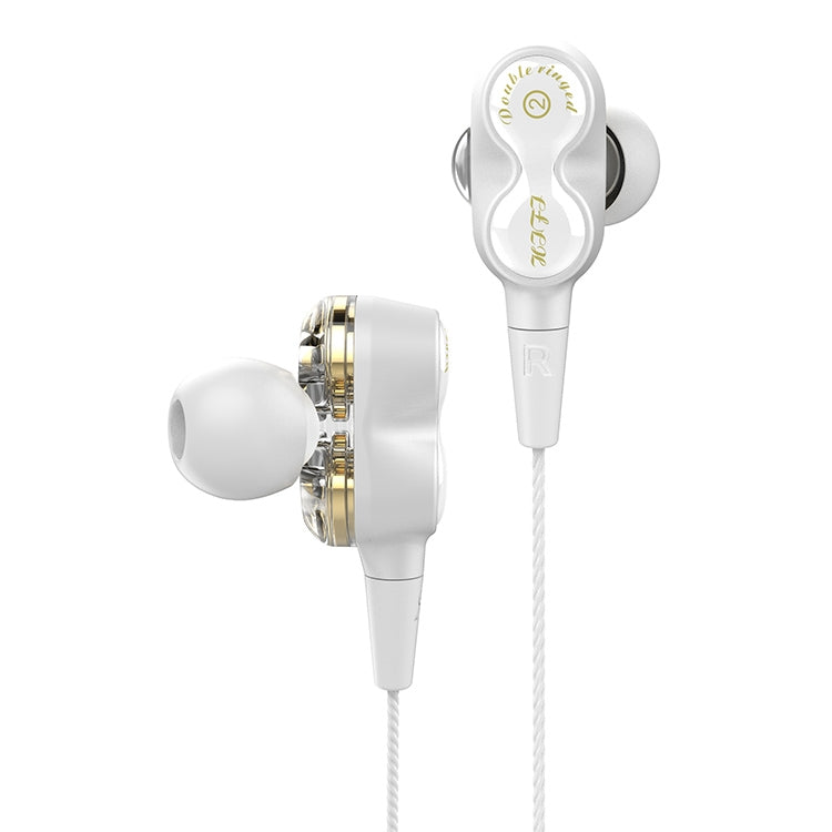 D12 1.2m Wired In Ear Interfaccia da 3,5 mm Auricolari HIFI stereo controllati da filo Loop a doppio movimento Esecuzione di giochi Cuffie musicali con confezione, D12 With Packaging (Black), D12 With Packaging (White)