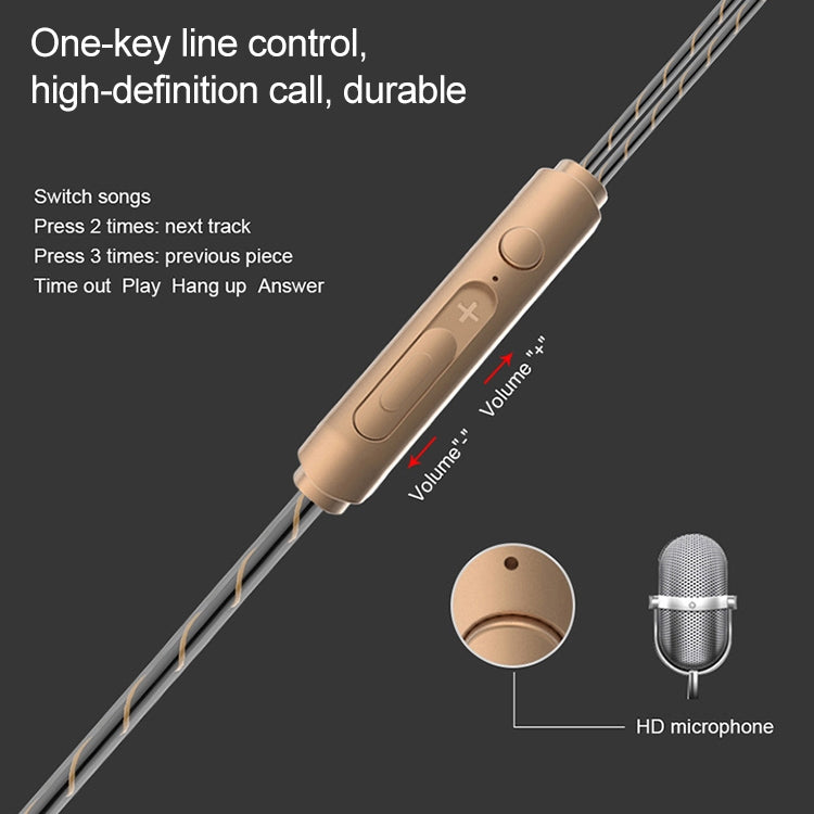 D12 1.2m Wired In Ear Interfaccia da 3,5 mm Auricolari HIFI stereo controllati da filo Loop a doppio movimento Esecuzione di giochi Cuffie musicali con confezione, D12 With Packaging (Black), D12 With Packaging (White)