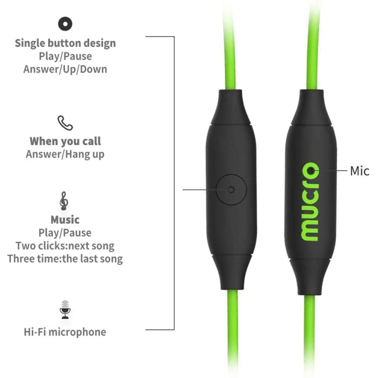 Mucro MB-232 Cuffie stereo cablate con gancio per l'orecchio sportivo da corsa per la palestra di jogging, 3.5mm
