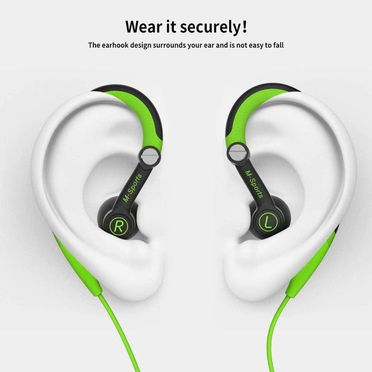 Mucro MB-232 Cuffie stereo cablate con gancio per l'orecchio sportivo da corsa per la palestra di jogging, 3.5mm