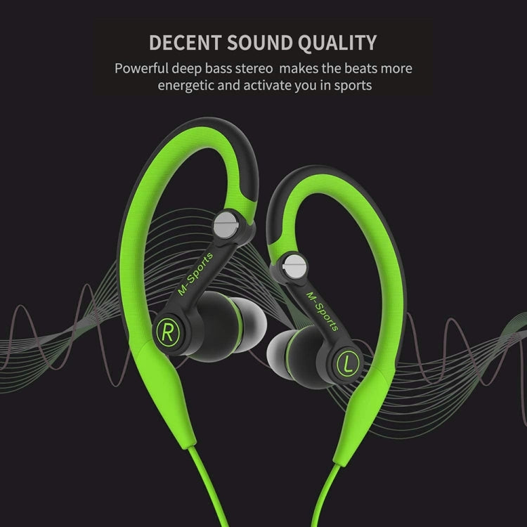 Mucro MB-232 Cuffie stereo cablate con gancio per l'orecchio sportivo da corsa per la palestra di jogging, 3.5mm