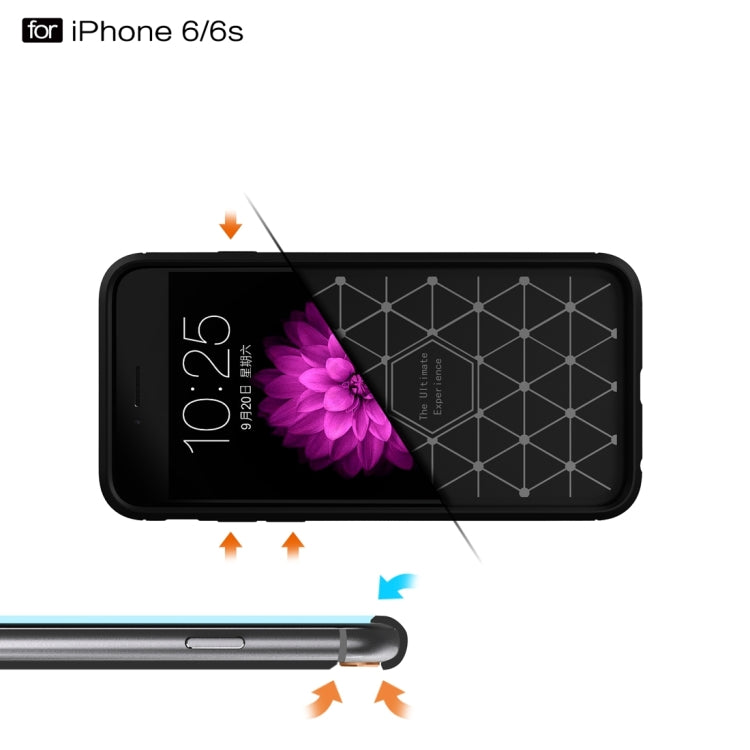 Per iPhone 6 e 6s Custodia protettiva robusta per armatura in fibra di TPU con trama spazzolata, For iPhone 6 & 6s, For 6 & 6s