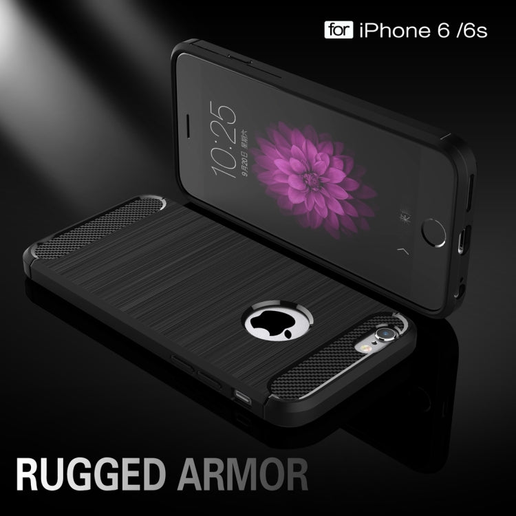Per iPhone 6 e 6s Custodia protettiva robusta per armatura in fibra di TPU con trama spazzolata, For iPhone 6 & 6s, For 6 & 6s