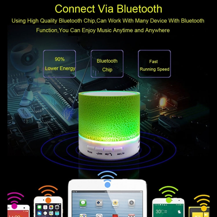 Mini altoparlante stereo Bluetooth portatile Glare Crack A9 con luce LED, microfono integrato, supporto chiamate in vivavoce e scheda TF