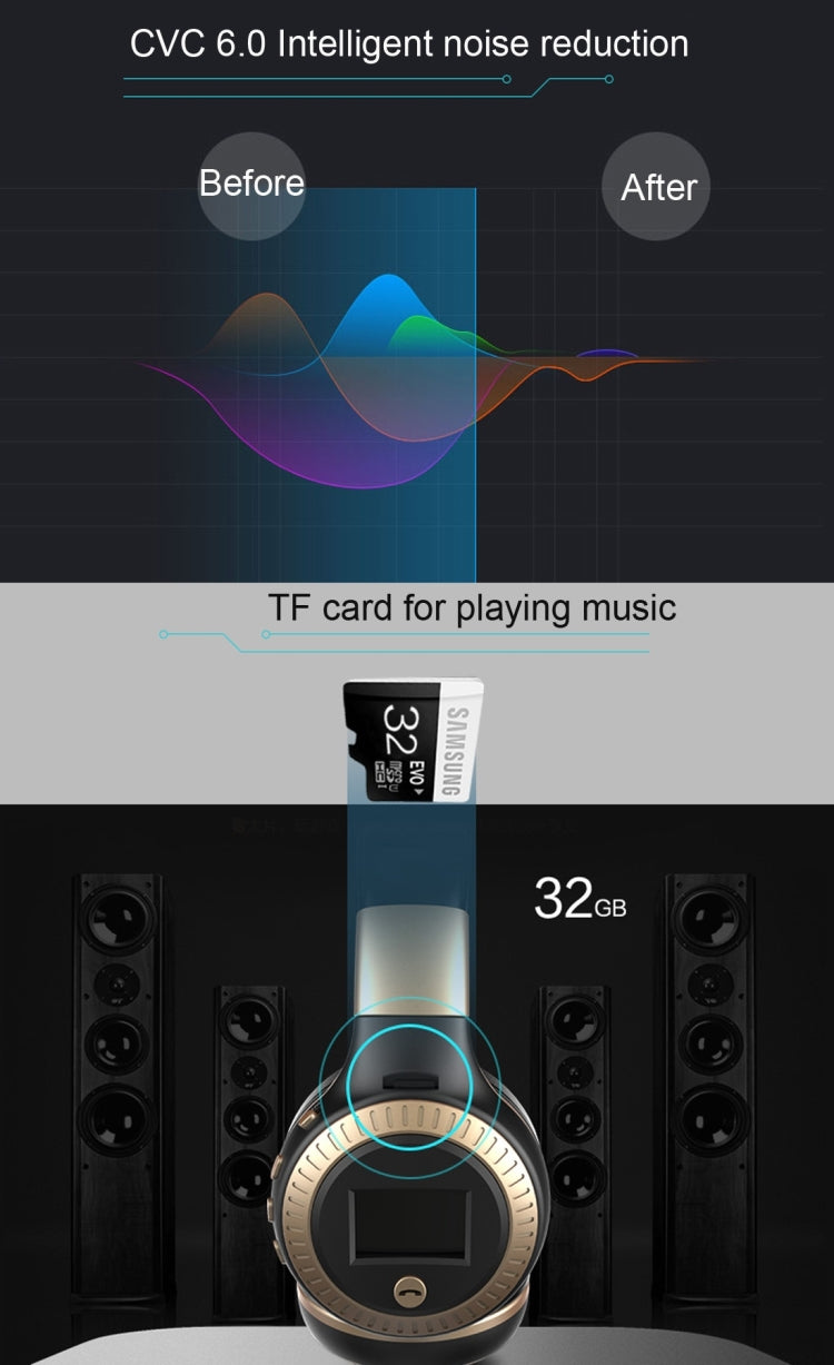 Zealot B19 Auricolare musicale stereo Bluetooth con archetto pieghevole con display per iPhone, Galaxy, Huawei, Xiaomi, LG, HTC e altri smartphone