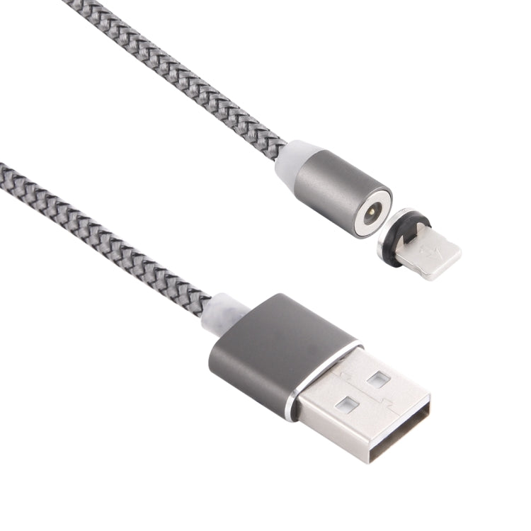 Cavo di ricarica magnetico stile tessuto con rotazione di 360 gradi da 8 pin a USB 2.0 con indicatore LED, lunghezza cavo: 1 m