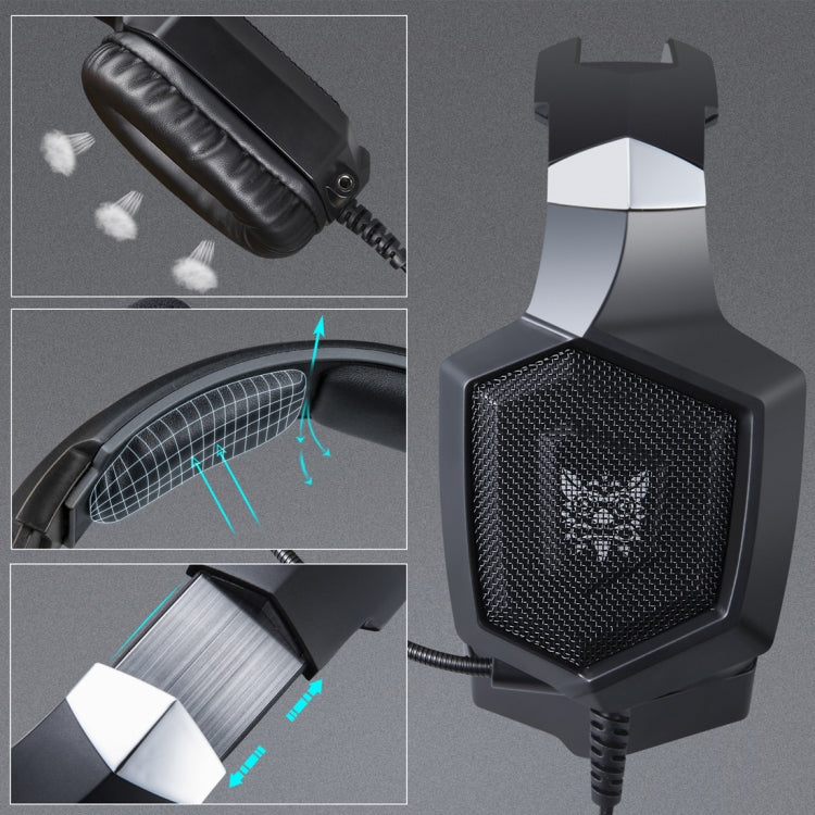 ONIKUMA K8 Cuffie da gioco surround stereo over-ear bass con microfono e luci a LED