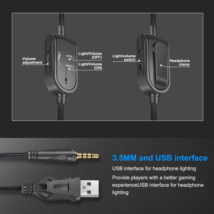 ONIKUMA K8 Cuffie da gioco surround stereo over-ear bass con microfono e luci a LED