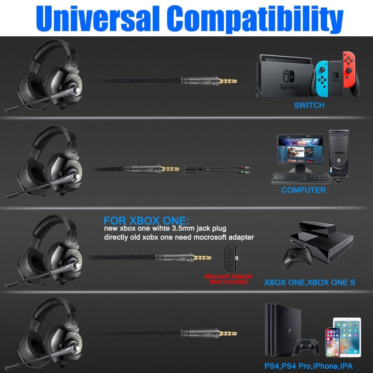 ONIKUMA K6 Cuffie da gioco surround stereo over-ear bass con microfono e luci RGB