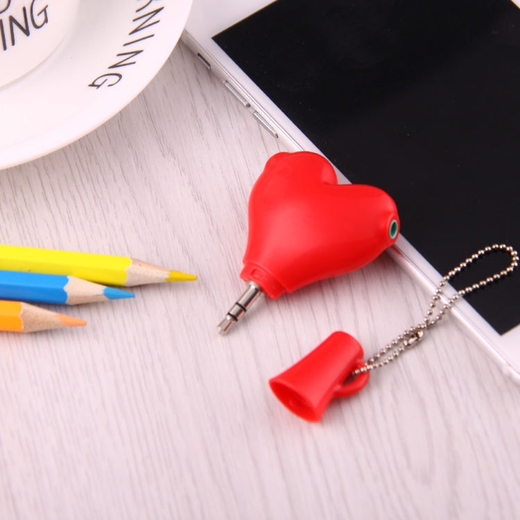 1 maschio a 2 femmine jack da 3,5 mm adattatore splitter audio video multifunzione per auricolari a forma di cuore con portachiavi per iPhone, iPad, iPod, Samsung, Xiaomi, HTC e altri prodotti elettronici digitali con interfaccia audio da 3,5 mm