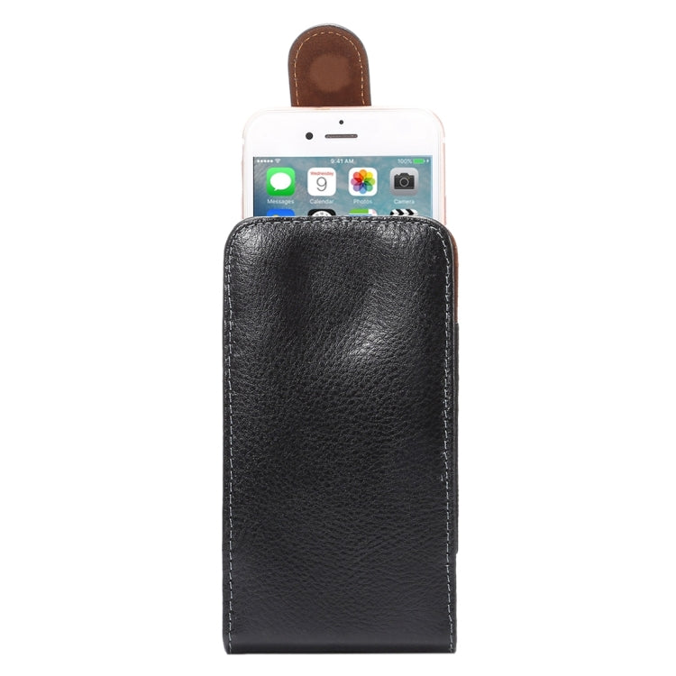 Custodia/marsupio in vera pelle da 5,7 pollici con texture litchi verticale con chiusura verticale con stecca posteriore girevole per iPhone 7 e 6s Plus e 6 Plus, Galaxy Note 5 e Note 4 e S6 Edge+ e A9 e A8, ecc.