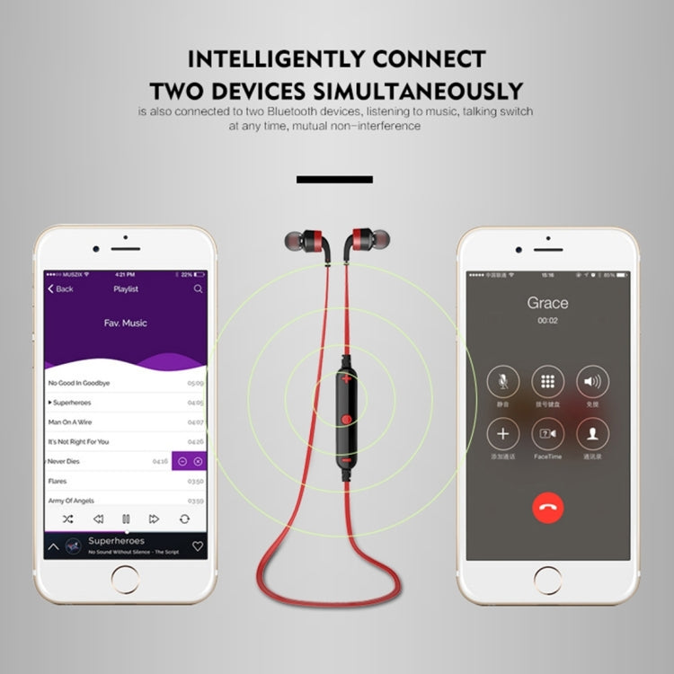 Auricolare Bluetooth sportivo wireless AWEI A960BL con controllo via cavo, supporto per chiamate in vivavoce
