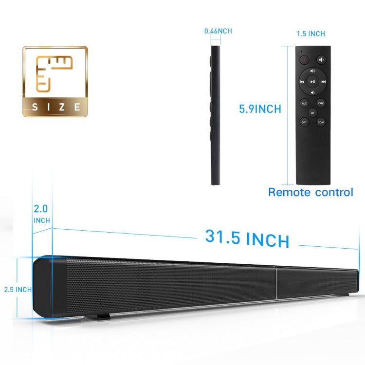 Soundbar LP-09 (CE0148) Altoparlante soundbar wireless Bluetooth per home theater con telecomando, CE0148 Black