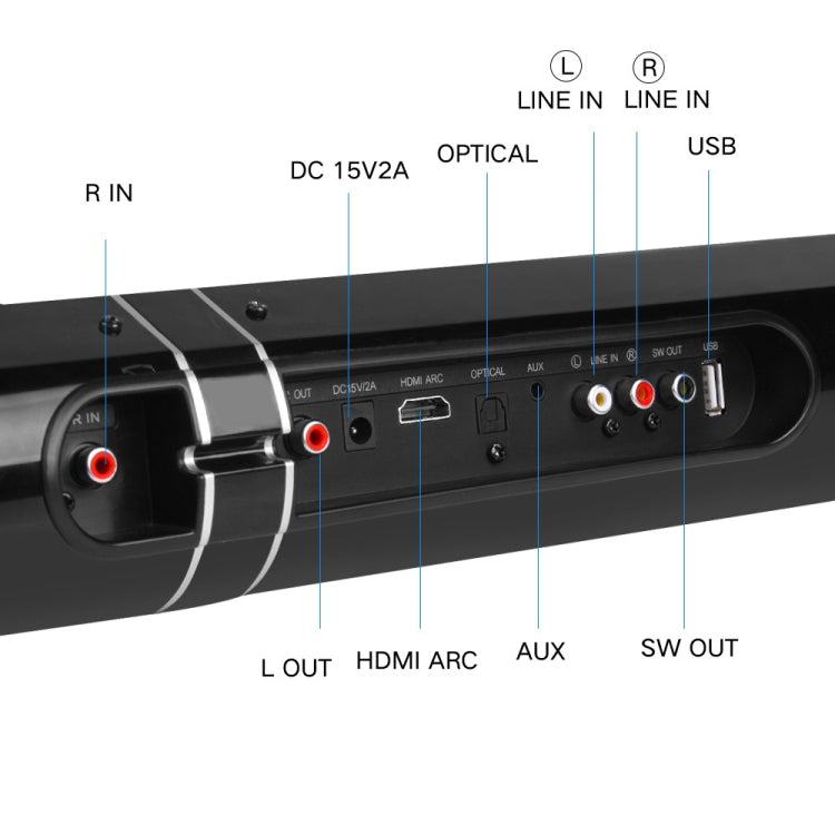 Altoparlante Bluetooth wireless LP1807, supporto AUX/ottico/HDMI ARC/RCA/subwoofer/USB
