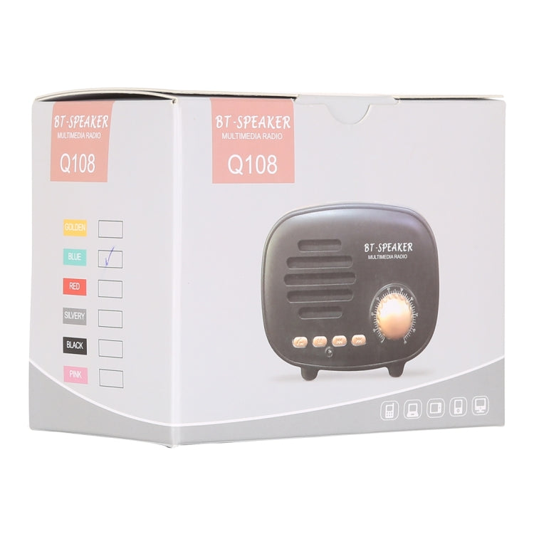 Q108 Mini altoparlante Bluetooth wireless retrò, supporto vivavoce / scheda TF / disco U / FM