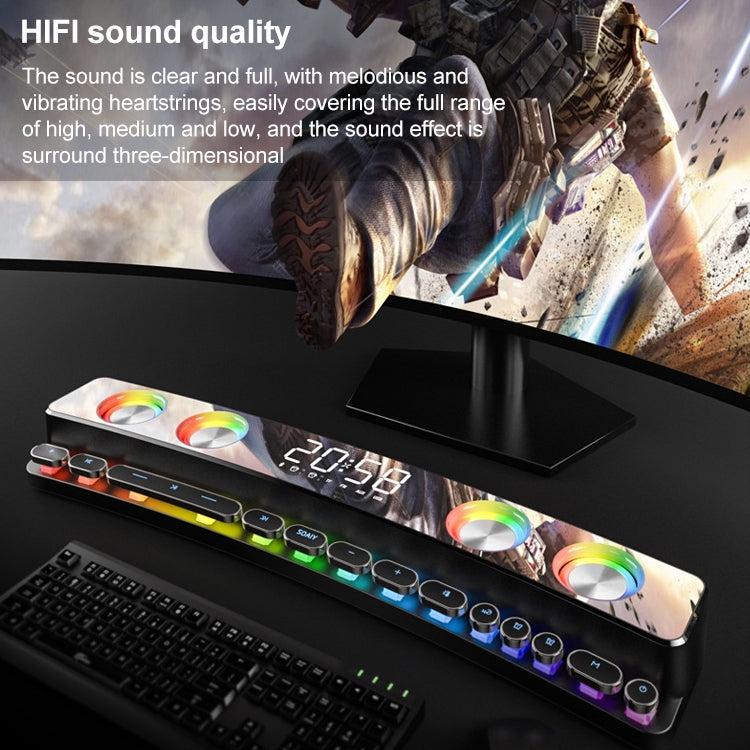 SOAIY SH39 Pulsante meccanico edizione aggiornata + Display a specchio + Sveglia orologio + Altoparlante Bluetooth per giochi domestici da tavolo con altoparlante grande, Upgraded Edition