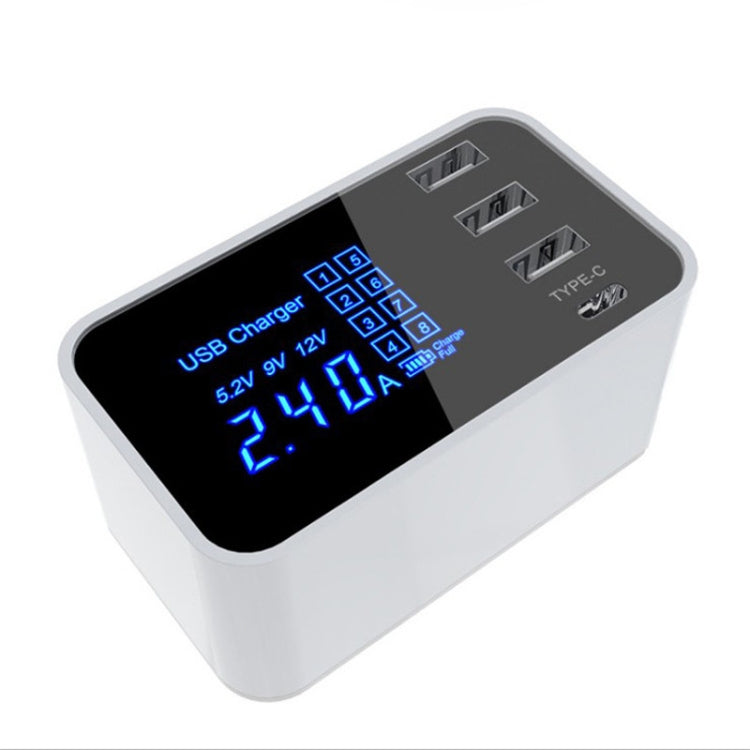 CDA30 20 W 3 porte USB + porte USB-C/Type-C Caricabatterie multifunzione con display LED, presa UK, UK Plug